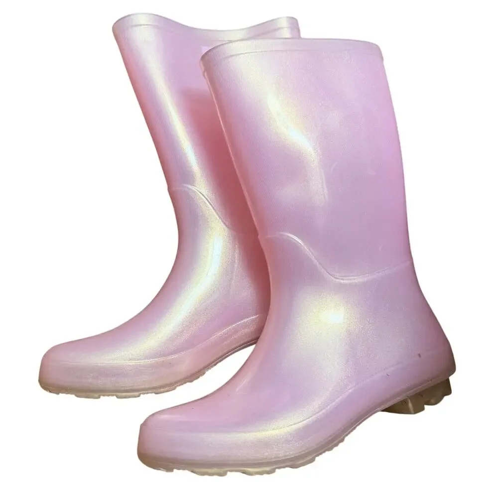 Target Girls Rainboots Summer Shimmering Pink Pull On Size 3